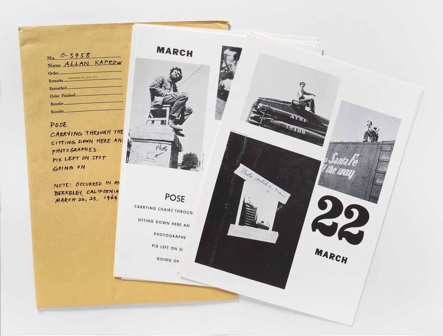 Allan Kaprow: Pose: Carrying Chairs through the City, Sitting Down Here and There, Photographed, Pix Left on Spot, Going On